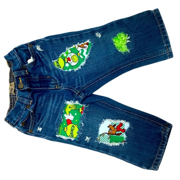 Grinch distressed jeans - Picture 1 of 6